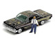 1961 Chevrolet Impala Lowrider Black with Graphics and Diecast Figure Limited Edition to 3600 pieces Worldwide 1/64 Diecast Model Car Johnny Lightning JLCP7456