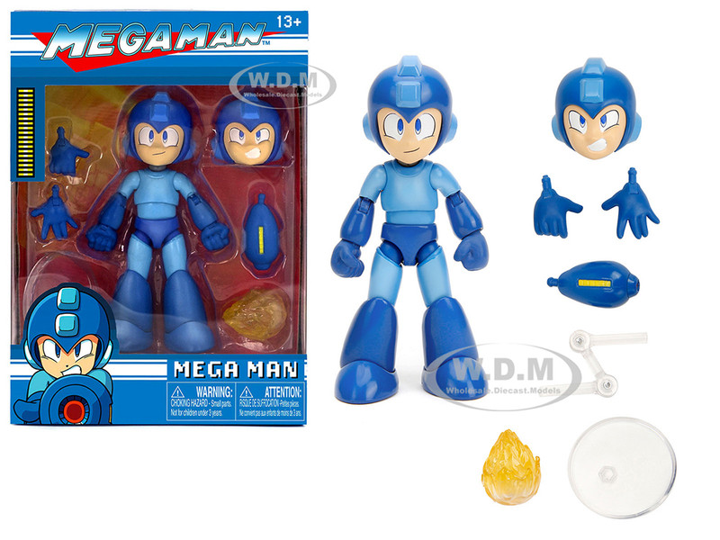 Mega Man 4 5 Moveable Figure with Accessories and Alternate Head and Hands Mega Man 1987 Video Game Model Jada 34221