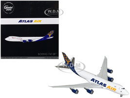 Boeing 747 8F Commercial Aircraft Atlas Air Apex Logistics White with Blue Tail Gemini 200 Series 1/200 Diecast Model Airplane GeminiJets G2GTI1237