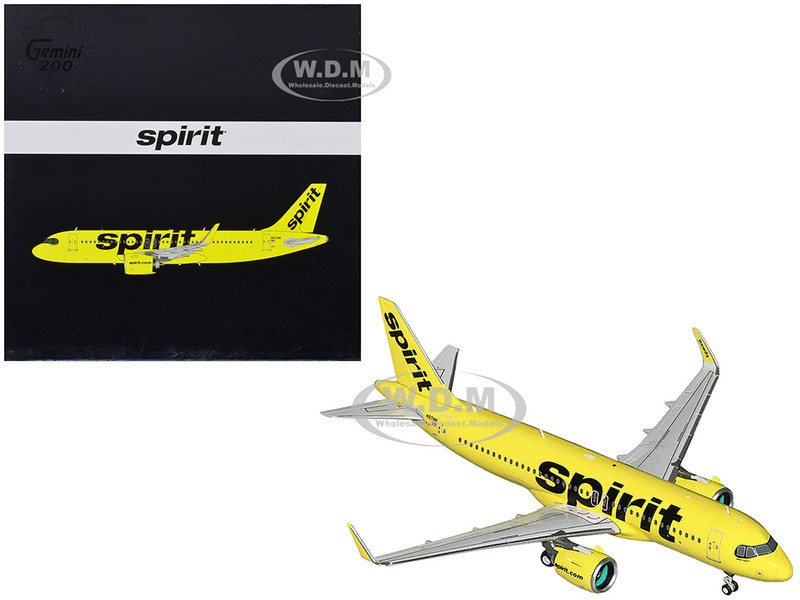 Airbus A320neo Commercial Aircraft Spirit Airlines Yellow Gemini 200 Series 1/200 Diecast Model Airplane GeminiJets G2NKS1235
