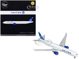 Boeing 777 300ER Commercial Aircraft with Flaps Down United Airlines White with Blue Tail Gemini 200 Series 1/200 Diecast Model Airplane GeminiJets G2UAL1247F