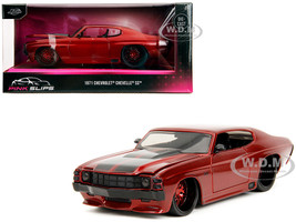 1971 Chevrolet Chevelle SS Red Metallic with Black Stripes Pink Slips Series 1/24 Diecast Model Car Jada 35191