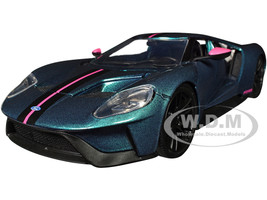 2017 Ford GT Blue Metallic with Pink and Black Stripes Pink Slips Series 1/24 Diecast Model Car Jada 35192