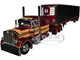 Peterbilt 379 with 63 Flat Top Sleeper and 53 Refrigerated Ribbed Sided Trailer Red Metallic with Stripes 1/64 Diecast Model DCP/First Gear 60-1729