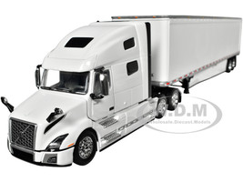 Volvo VNL 760 with High Roof Sleeper and 53 Smooth Sided Dry Goods Trailer White 1/64 Diecast Model DCP/First Gear 60-1781