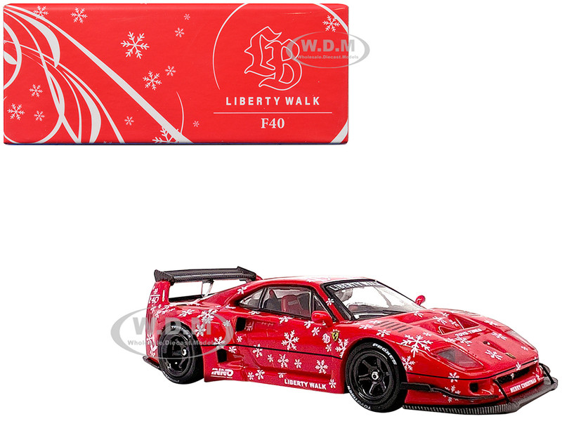 LBWK Liberty Walk F40 Red with Graphics Christmas 2023 Special Edition 1/64 Diecast Model Car Inno Models IN64-LBWKF40-XMAS23