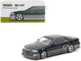 Toyota Mark II JZX100 RHD Right Hand Drive Dark Green Metallic Global64 Series 1/64 Diecast Model Tarmac Works T64G-024-GR