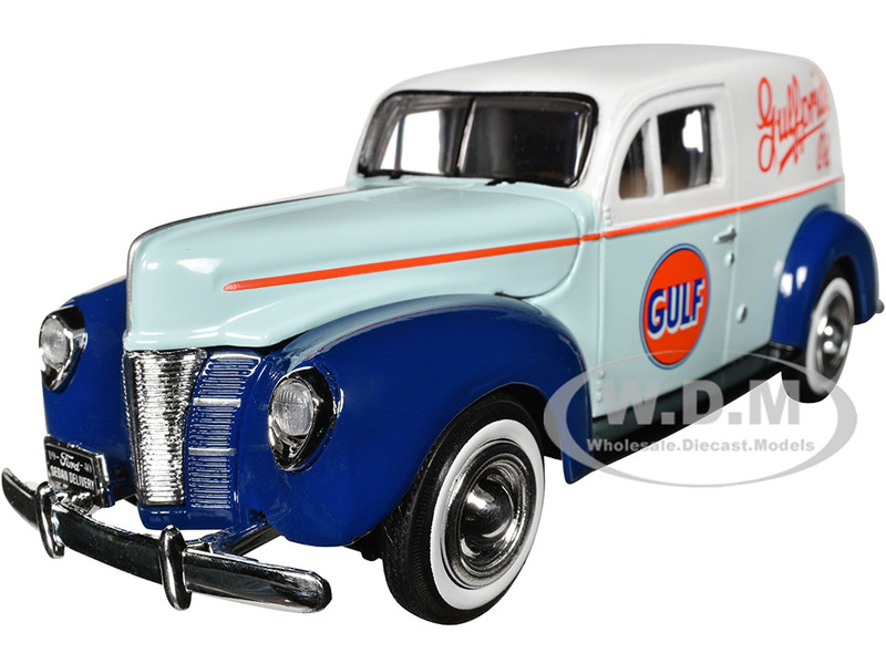 1940 Ford Sedan Delivery Light Blue and White Gulf Oil Gulfpride Gulf Die Cast Collection 1/24 Diecast Model Car Motormax 79661GULF