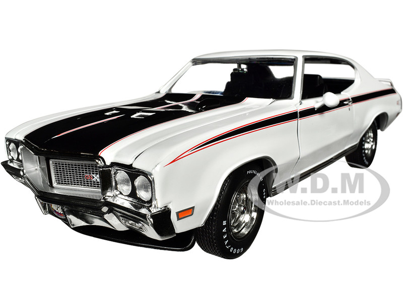 1970 Buick GSX Apollo White with Black and Red Stripes Muscle Car & Corvette Nationals MCACN American Muscle Series 1/18 Diecast Model Car Auto World AMM1322