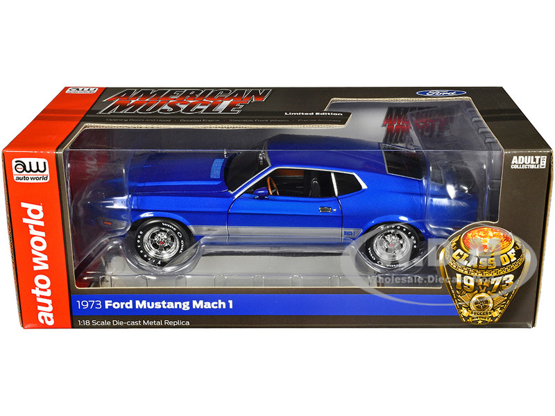 1973 Ford Mustang Mach 1 3K Blue Glow Metallic with Silver