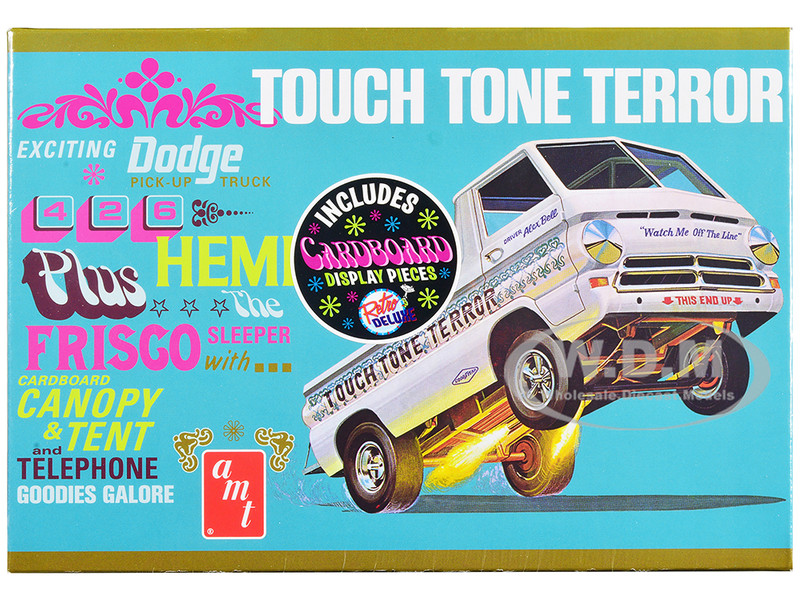 Skill 2 Model Kit 1966 Dodge A100 Pickup Truck Touch Tone Terror with Cardboard Accessories 1/25 Scale Model AMT AMT1389