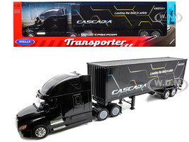 Freightliner Cascadia Truck Black with Cascadia Container 1/32 Diecast Model Welly 32696