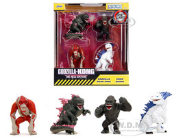 Set of 4 Diecast Figures Godzilla x Kong The New Empire 2024 Movie Metalfigs Series Diecast Models Jada 34989