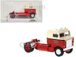 1950 Kenworth Bullnose Truck Tractor Red and Beige Mackie the Mover 1/87 HO Scale Model Car Brekina BRE85952