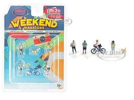Weekend Warriors 6 piece Diecast Figure Set 4 Figures 1 Dog 1 Bicycle Limited Edition to 2400 pieces Worldwide for 1/64 Scale Models American Diorama AD-2402MJ