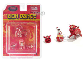 Lion Dance 4 piece Diecast Figure Set 1 Figures 1 Lion 2 Accessories Limited Edition to 2400 pieces Worldwide for 1/64 Scale Models American Diorama AD-2403MJ