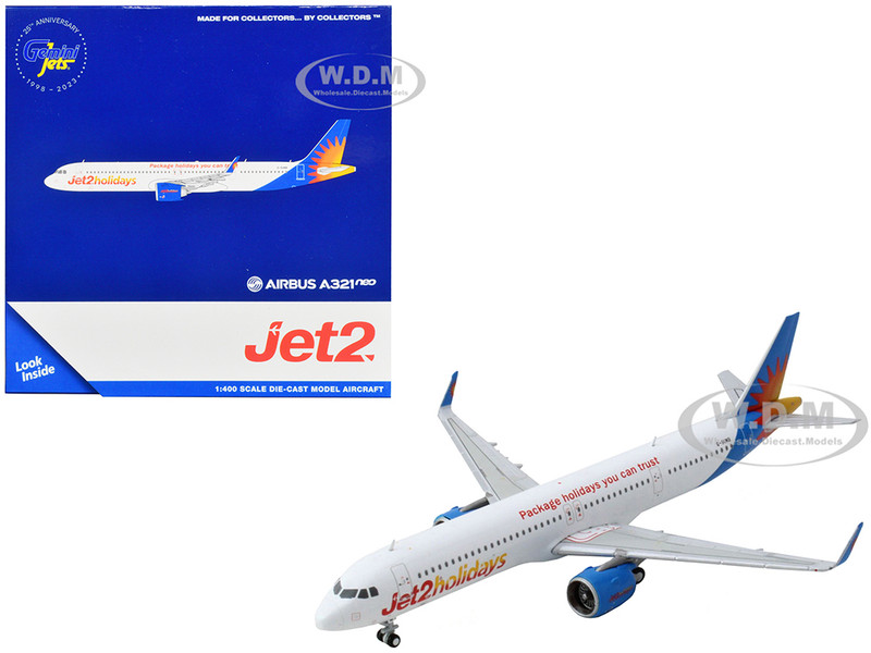 Airbus A321neo Commercial Aircraft Jet2 Holidays White with Blue Tail 1/400 Diecast Model Airplane GeminiJets GJ2237
