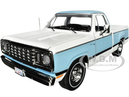 1977 Dodge D100 Adventurer Sweptline Pickup Truck Light Blue and White American Muscle Series 1/18 Diecast Model Car Auto World AMM1303