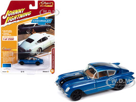1954 Chevrolet Corvair Concept Car Bright Blue Metallic with Black Stripes Classic Gold Collection 2023 Release 2 Limited Edition to 2500 pieces Worldwide 1/64 Diecast Model Car Johnny Lightning JLCG032-JLSP358A