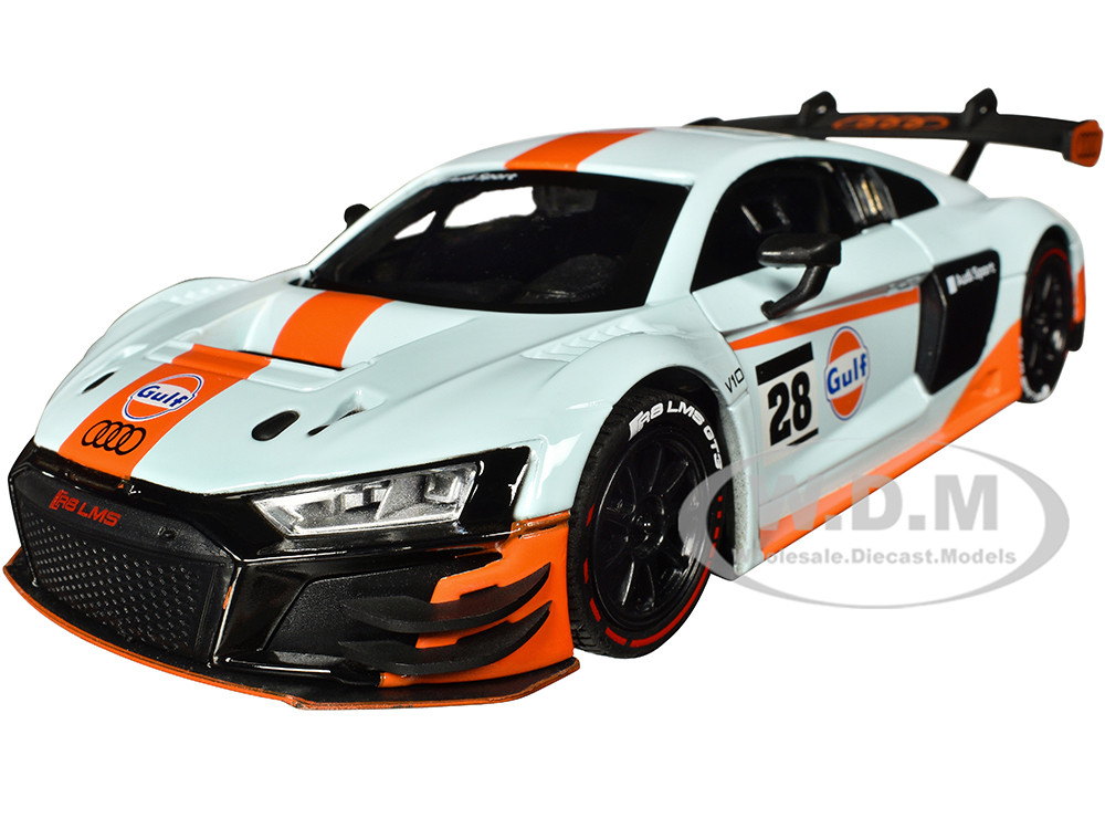 Audi R8 LMS GT3 #28 Light Blue with Orange Stripes Gulf Oil Gulf
