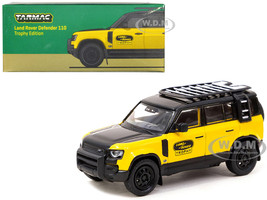 Land Rover Defender 110 Trophy Edition Yellow with Black Hood and Top and Roofrack Global64 Series 1/64 Diecast Model Tarmac Works T64G-020-TE