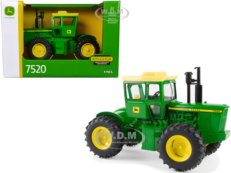 John Deere 7520 Tractor Green Yellow Top Replica Play Series 1/32 Diecast Model ERTL TOMY 45866