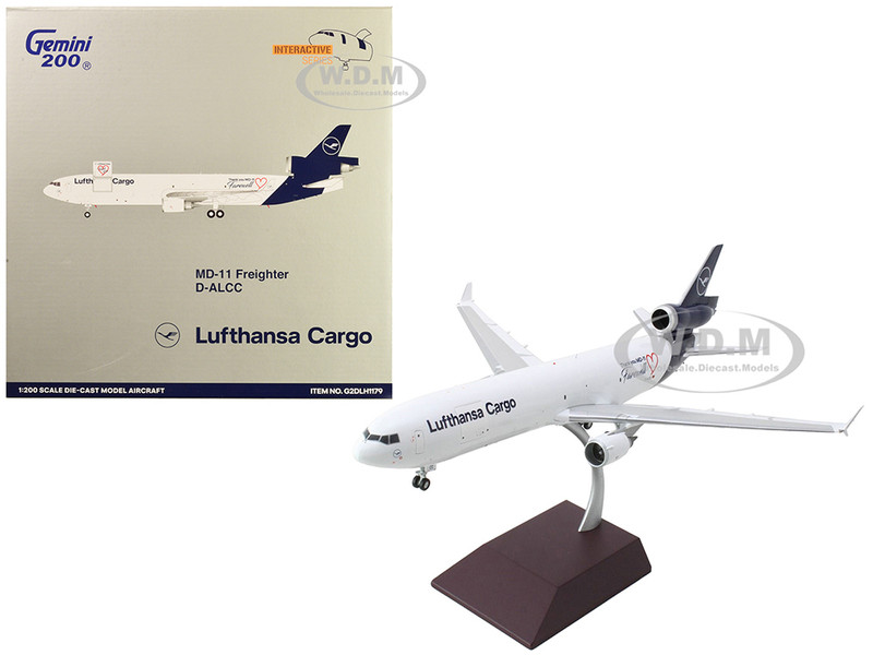 McDonnell Douglas MD 11F Commercial Aircraft Lufthansa Cargo White with Blue Tail Gemini 200 Interactive Series 1/200 Diecast Model Airplane GeminiJets G2DLH1179