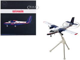 De Havilland DHC 6 300 Commercial Aircraft with Flaps Down Winair White and Blue with Red Stripes Gemini 200 Series 1/200 Diecast Model Airplane GeminiJets G2WIA1035