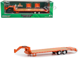 Gooseneck Trailer Orange with Red and White Conspicuity Stripes Hobby Exclusive Series 1/64 Diecast Model Car Greenlight 30486