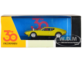 1972 De Tomaso Pantera Yellow Petersen Automotive Museum 30th Anniversary 1/64 Diecast Model Car Paragon Models PA-55643