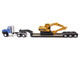 CAT Caterpillar CT660 Day Cab Tractor Blue Metallic with Lowboy Trailer and CAT 315C L Hydraulic Excavator Yellow 1/87 HO Diecast Model Diecast Masters 84415