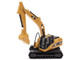 Kenworth T880 SBFS Sleeper Tandem Tractor Black with Lowboy Trailer and CAT 320D L Hydraulic Excavator Yellow 1/87 HO Diecast Model Diecast Masters 84420
