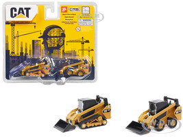 CAT Caterpillar 272D2 Skid Steer Loader Yellow and CAT Caterpillar 297D2 Compact Track Loader Yellow Set of 2 pieces 1/64 Diecast Models Diecast Masters 84647CS