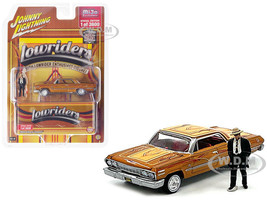 1963 Chevrolet Impala Lowrider Orange with Graphics and Diecast Figure Limited Edition to 3600 pieces Worldwide 1/64 Diecast Model Car Johnny Lightning JLCP7459