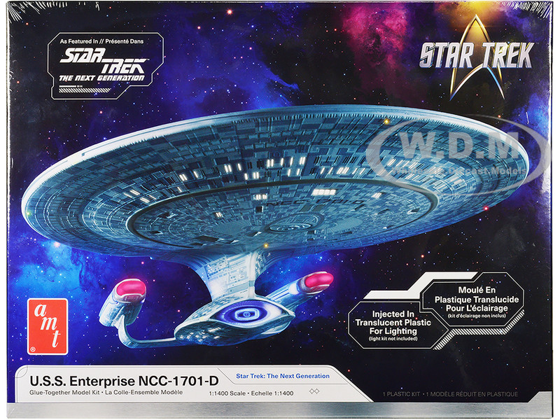 Skill 2 Model Kit U S S Enterprise NCC 1701 D Space Ship Star Trek The Next Generation 1987 1994 TV Series 1/1400 Scale Model AMT AMT1429M