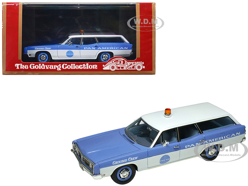 1970 Ford Galaxie Station Wagon Blue and White with Blue Interior Pan American Airlines Ground Crew Limited Edition to 180 pieces Worldwide 1/43 Model Car Goldvarg Collection GC-PAA-007