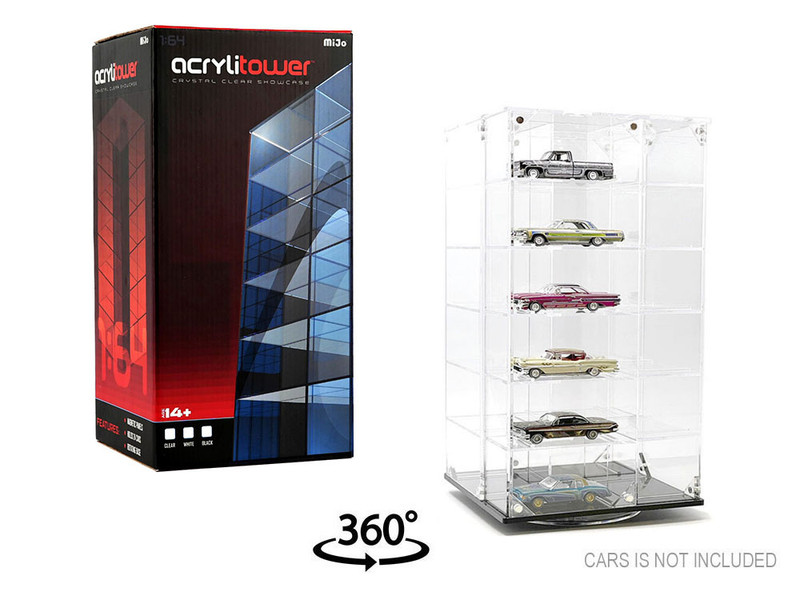 Acrylitower Showcase 24 Car Display Desktop Spinner with Cover Mijo Exclusives for 1/64 Scale Models MJ17032