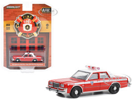1985 Plymouth Gran Fury Red with White Top FDNY The Official Fire Department City of New York Fire & Rescue Series 4 1/64 Diecast Model Car Greenlight 67050C
