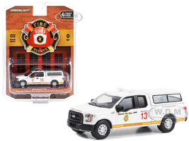 2016 Ford F 150 Pickup Truck with Camper Shell White Chicago Fire Dept Aviation Division Chicago Illinois Fire & Rescue Series 4 1/64 Diecast Model Car Greenlight 67050E