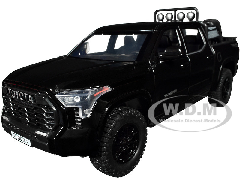2023 Toyota Tundra TRD 4x4 Pickup Truck Black with Sunroof and Wheel Rack 1/24 Diecast Model Car H08555R-BK