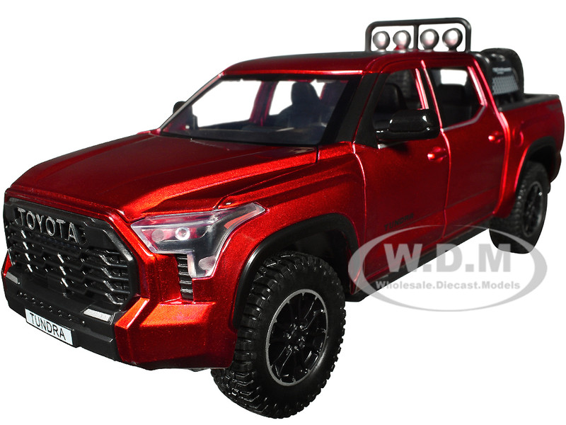 2023 Toyota Tundra TRD 4x4 Pickup Truck Red Metallic with Sunroof and Wheel Rack 1/24 Diecast Model Car H08555R-MRD