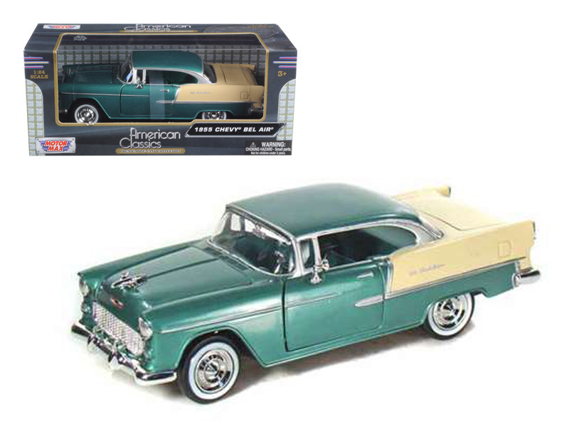 1955 Chevrolet Bel Air Green 1/24 Diecast Model Car Motormax 73229