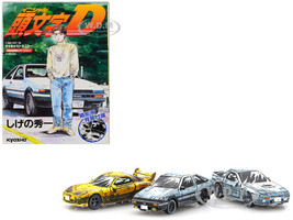 Initial D 3 Car Set with Manga Style Display Backgrounds 1/64 Diecast Model Car  Kyosho K07057AA