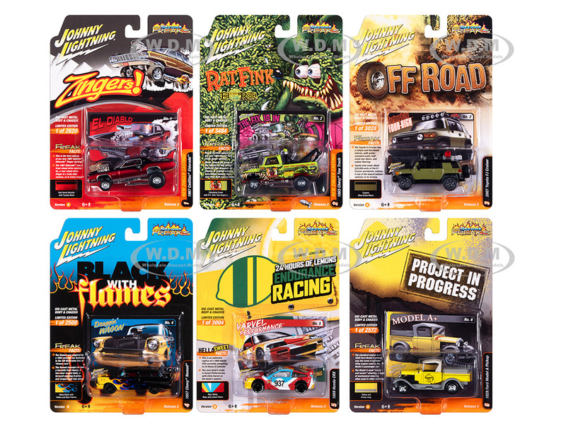 Street Freaks 2023 Set A of 6 Cars Release 2 1/64 Diecast Model Cars Johnny Lightning JLSF026A
