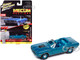 1971 Plymouth Barracuda Convertible Blue Fire Metallic with Blue Interior Mecum Auctions Limited Edition to 2496 pieces Worldwide Hobby Exclusive Series 1/64 Diecast Model Car Johnny Lightning JLSP375