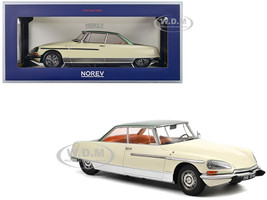 1968 Citroen DS 21 Le Leman Ivory and Green Metallic with Orange Interior 1/18 Diecast Model Car Norev 181751