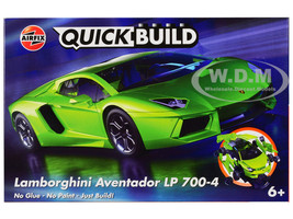 Skill 1 Model Kit Lamborghini Aventador LP 700 4 Green Snap Together Painted Plastic Model Car Kit Airfix Quickbuild J6027