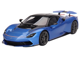 2019 Automobili Pininfarina Battista Iconica Blue Metallic with Black Top World Premiere 1/18 Model Car Top Speed TS0498