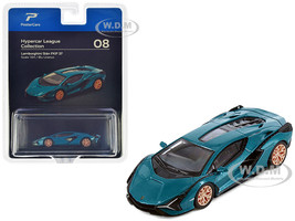 Lamborghini Sian FKP 37 Blu Uranus Blue Metallic Hypercar League Collection 1/64 Diecast Model Car PosterCars H08B