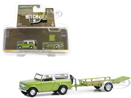 1970 Harvester Scout Lime Green Metallic with Alpine White Top and Utility Trailer Hitch & Tow Series 30 1/64 Diecast Model Car Greenlight 32300B